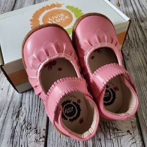 Livie and Luca Ruche Mary Jane Shoes Pink Shimmer New Without Box